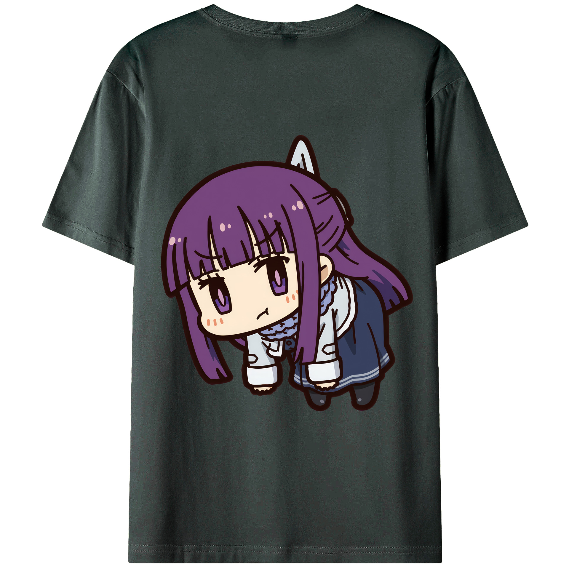 （画像用） 葬送のフリーレン Frieren 綿100％ メンズ半袖Tシャツ（バックプリント） 通気性